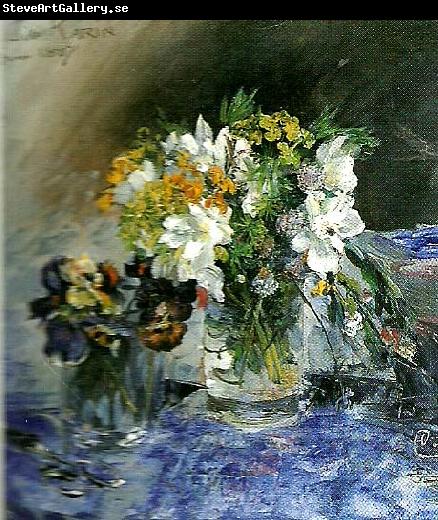Carl Larsson buketter i 2 glas blommor